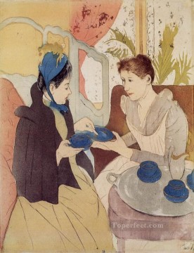 María Cassatt Painting - La Visita madres hijos Mary Cassatt